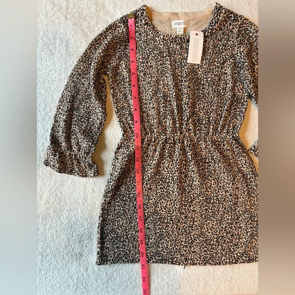 Gymboree NWT Tan and Black Animal Print Long Sleeve Dress, Sz 3T - Picture 4 of 6